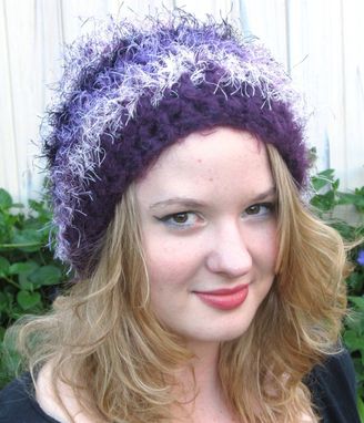 Custom Made Fuzzy Beanie, Purple, Fun Fur, Washable, Soft