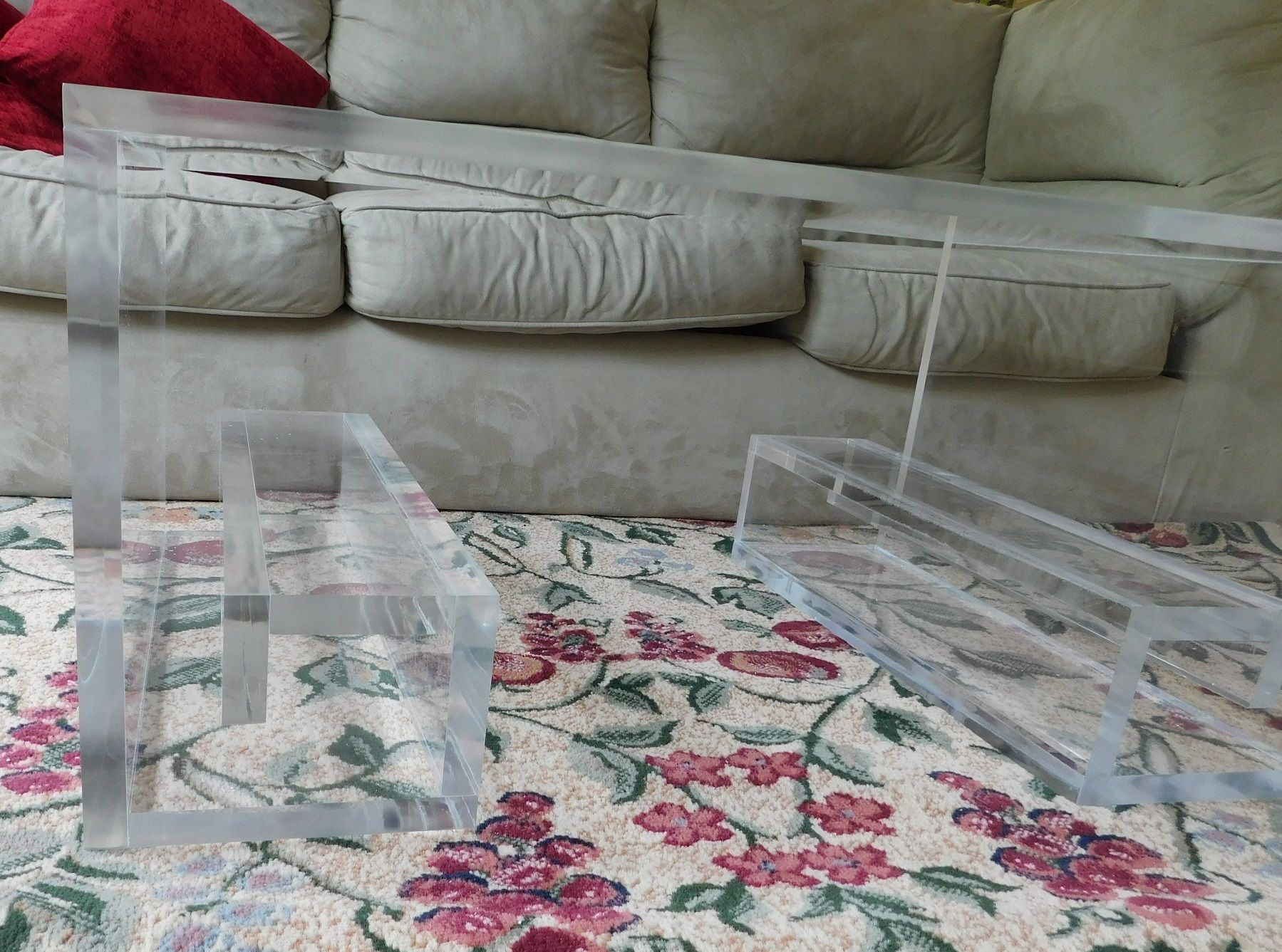 Buy Custom Acrylic Coffee Table With Greek Key Base, made to order from