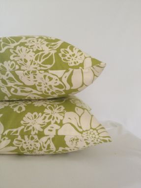 Custom Made Biko Leaf Green And White Cotton Pillow Cover