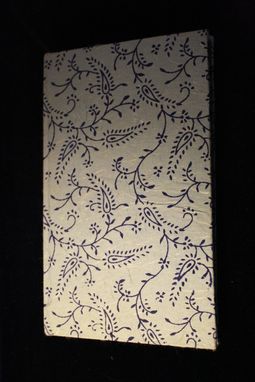 Custom Made Light Blue Journal With Navy Blue Flower Filigree Pattern
