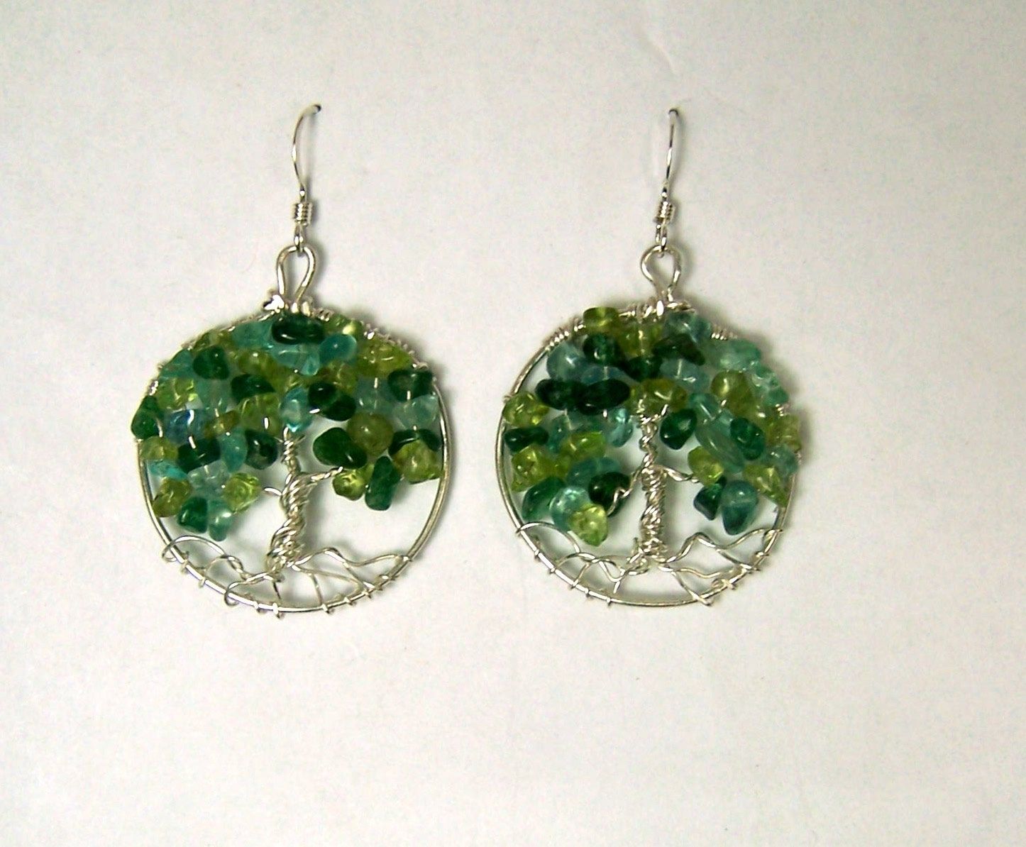 A Hand Made Tree Of Life Earrings Sterling Silver Peridot Custom Made Tree Of Life Earrings Sterling Silver Peridot Emerald Green Aventurine