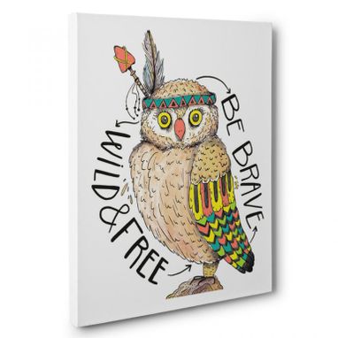 Custom Made Wild And Free Bright Owl Canvas Wall Art