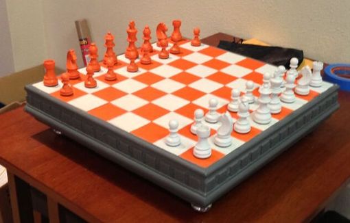 Custom Made Orange White And Gray Chess Board