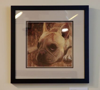 Custom Made Frenchie Print - Framed 12 X 12 - Cream Colored French Bulldog - French Bull Dog