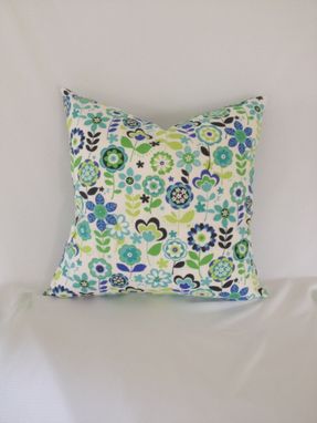 Custom Made Blue And Green Floral Print Cotton Pillow Cover