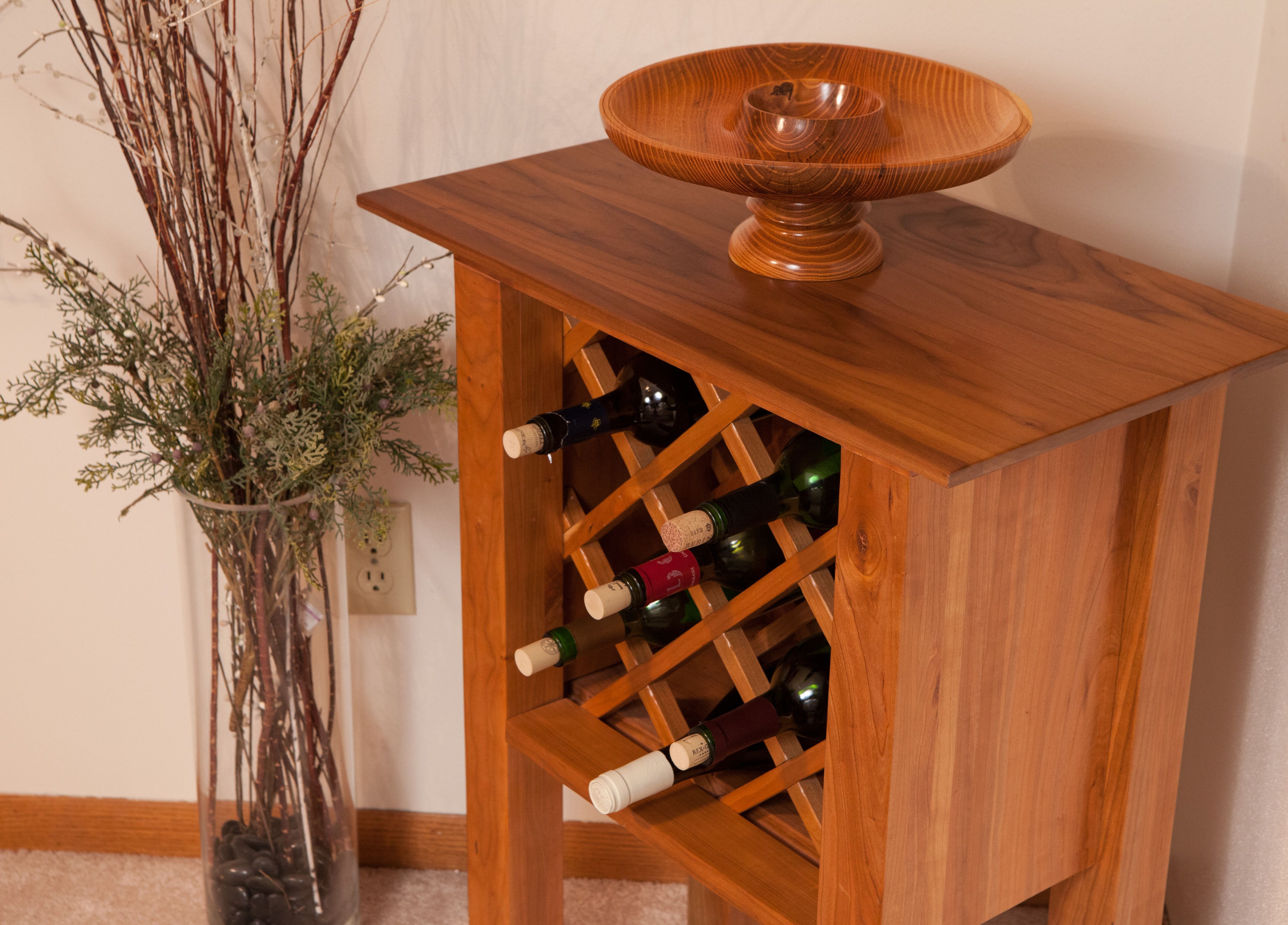 Custom Cherry Wine Rack Table by Parkinsons Custom Woodworks