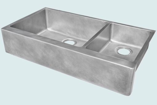 Custom Made Zinc Sink With Apron & 2 Bowls