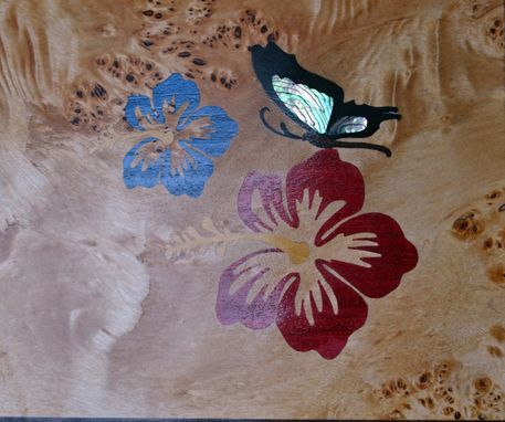 Custom Made Butterfly And Hibiscus Jewelry Box