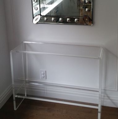 Custom Made Waterfall Console Table With Shelf - Stunning Handcrafted Table - Custom Size Welcome