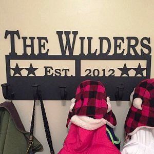 Custom Made Personalized Handcrafted Wrought Iron Wall-Mounted Coat Rack With Six Railroad Spike Coat Hooks