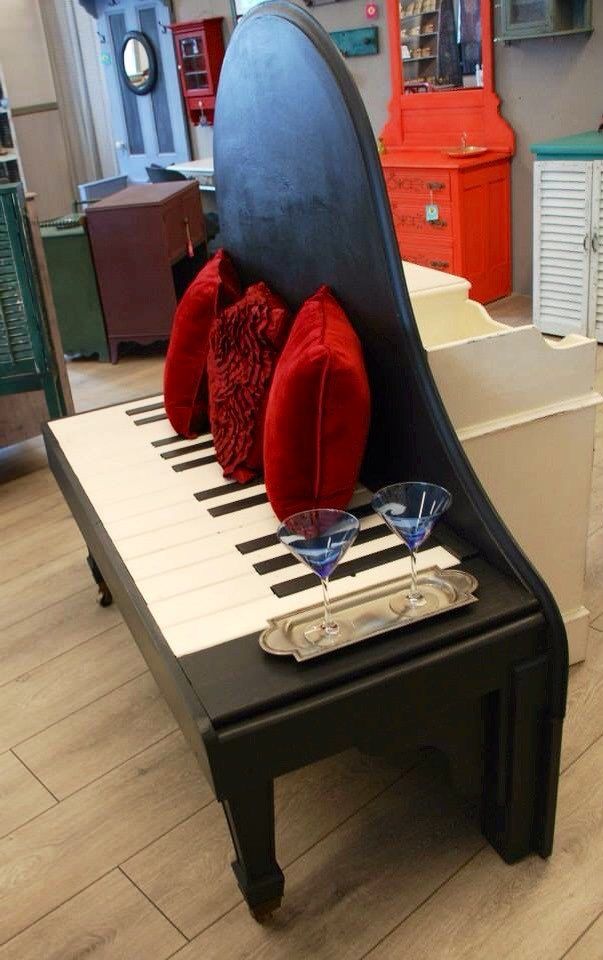 Buy Custom Made Upcycled Piano Bench, made to order from The Crabby