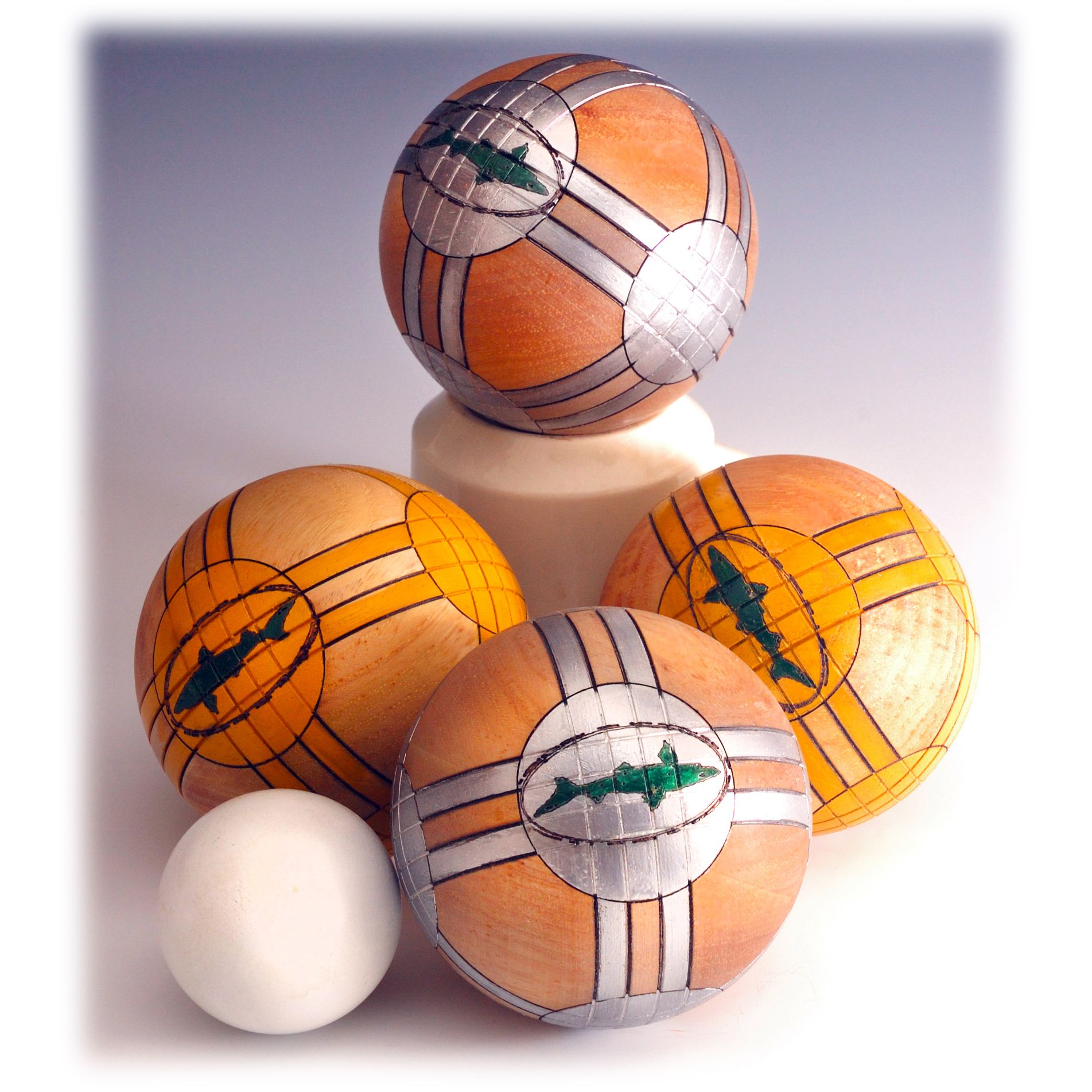 Hand Crafted Bocce Sets With Painted Balls by ShopDog Turnery