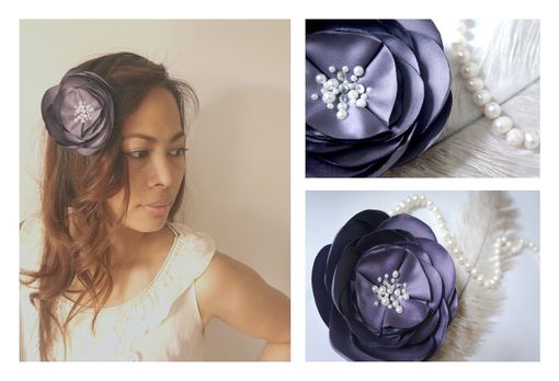 Custom Made Handmade Rose Hair Fascinator With Pearls And Swarovski Rhinestones