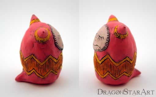 Custom Made Clay Monster Sculpture Tangerine Pink And Yellow