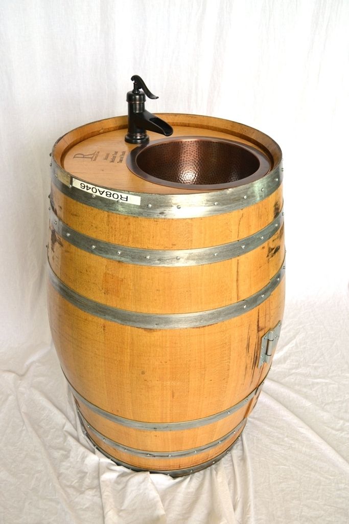 Buy Hand Crafted Wine Barrel Vanity With Hammered Copper Sink And