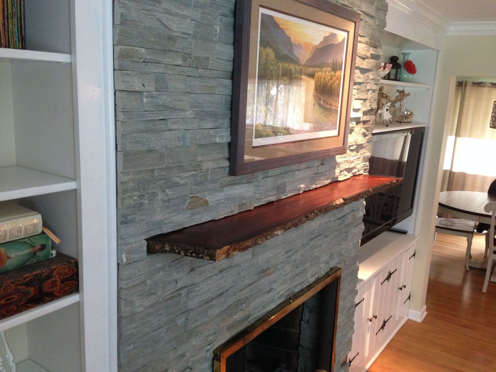 Custom Live Edge Slab Fireplace Mantle by MAD Woodwork