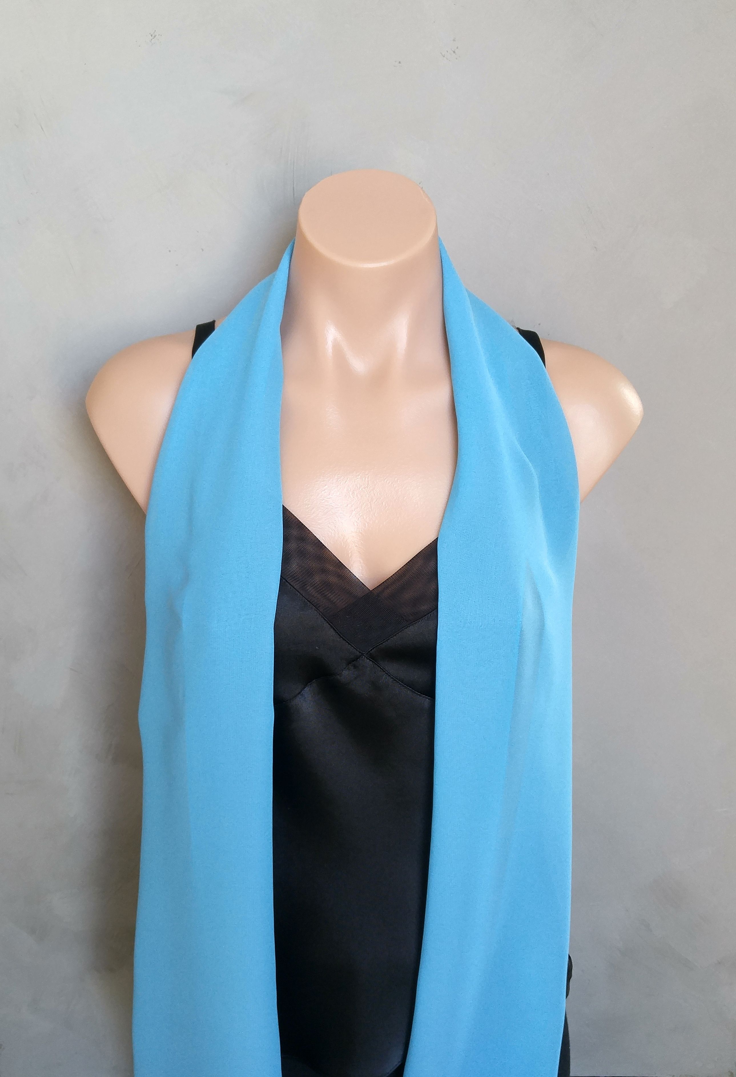 Buy Custom Crystal Blue Chiffon Scarf Made To Order From All Seasons