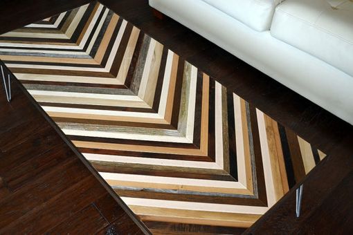 Custom Made Chevron Coffee Table With Hairpin Legs - Reclaimed Wood Table