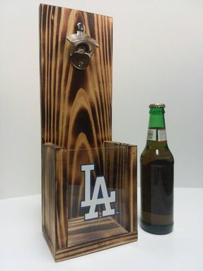 Custom Made Handmade Wood Bottle Opener, La Dodgers