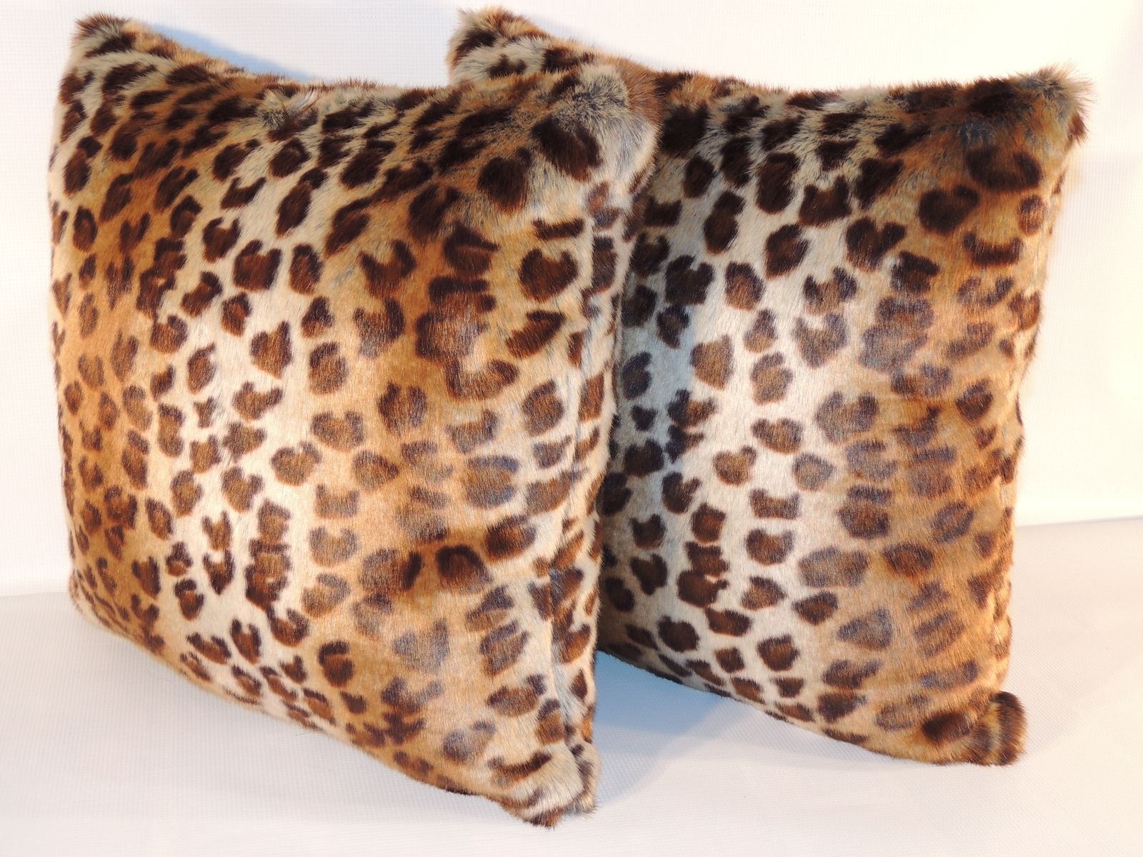 Hand Made African Leopard Brown Beige Faux Fur 18 X 18 In. Decorative