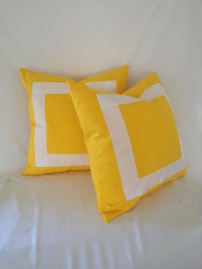 Custom Made Yellow Cotton With White Ribbon Pillow Cover