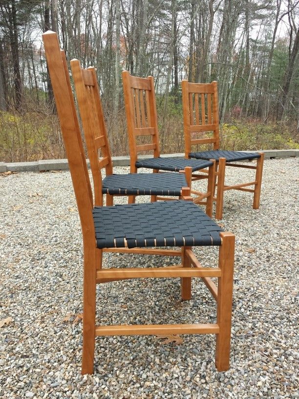 Buy Hand Made Shaker Chair Set, Curly Cherry, Handmade, Black Shaker