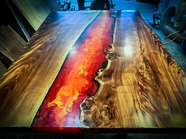 Custom Volcanic Lava River Table by WoodEyes Woodworks