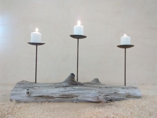 Custom Made Driftwood Three Light Candle Stick