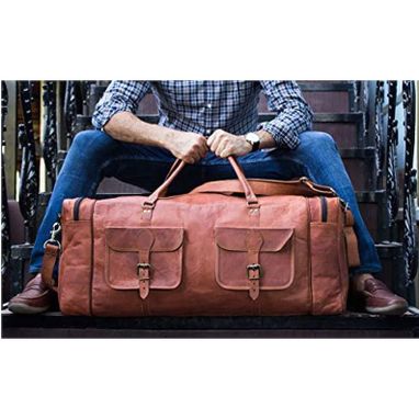 Custom Made Leather Duffel Bags For Men 32 Inch Overnight Bags, Leather Travel Bags, Leather Travel Luggage