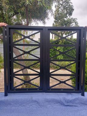 Custom Made Contemporary Design Metal Iron Steel Dual Entry Gate Handcrafted Made In Usa