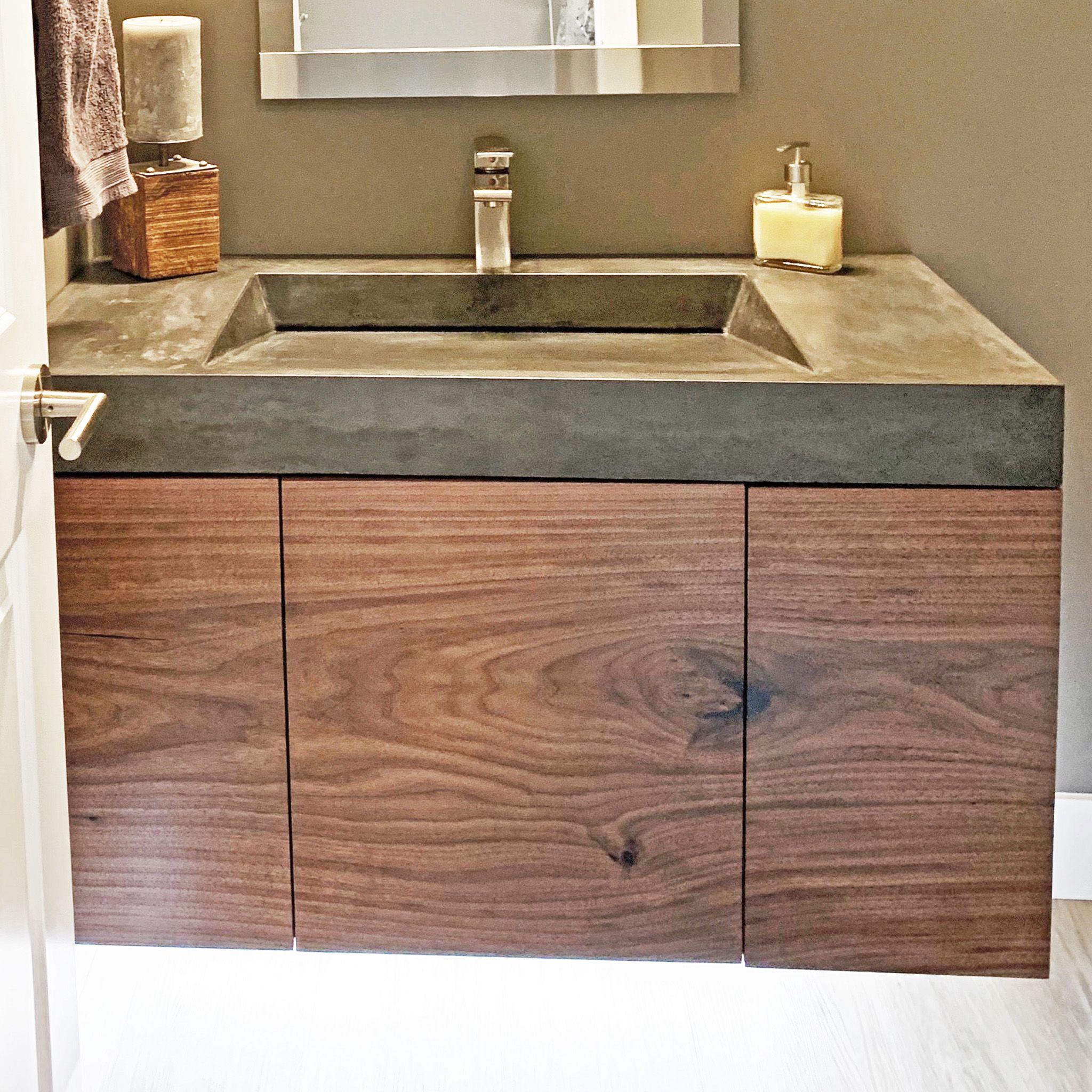 Handmade Custom Walnut Bathroom Vanity Hand Made Soft Close