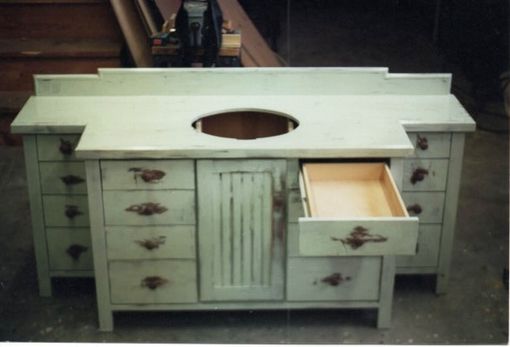 Custom Made Distressed Bathroom Vanity With Drawers