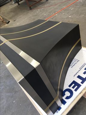 Custom Made #32 Black Range Hood With Brass And Stainless Steel Straps