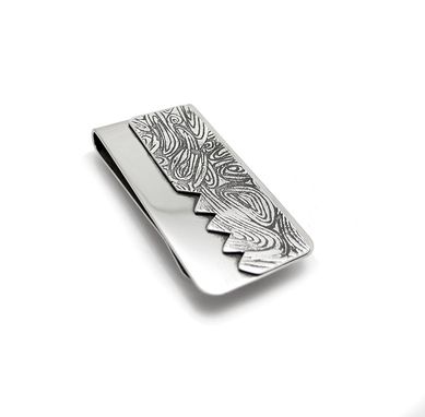 Custom Made Sterling Silver Money Clip - Etched Silver Money Clip - Silver Etching Design Accessory
