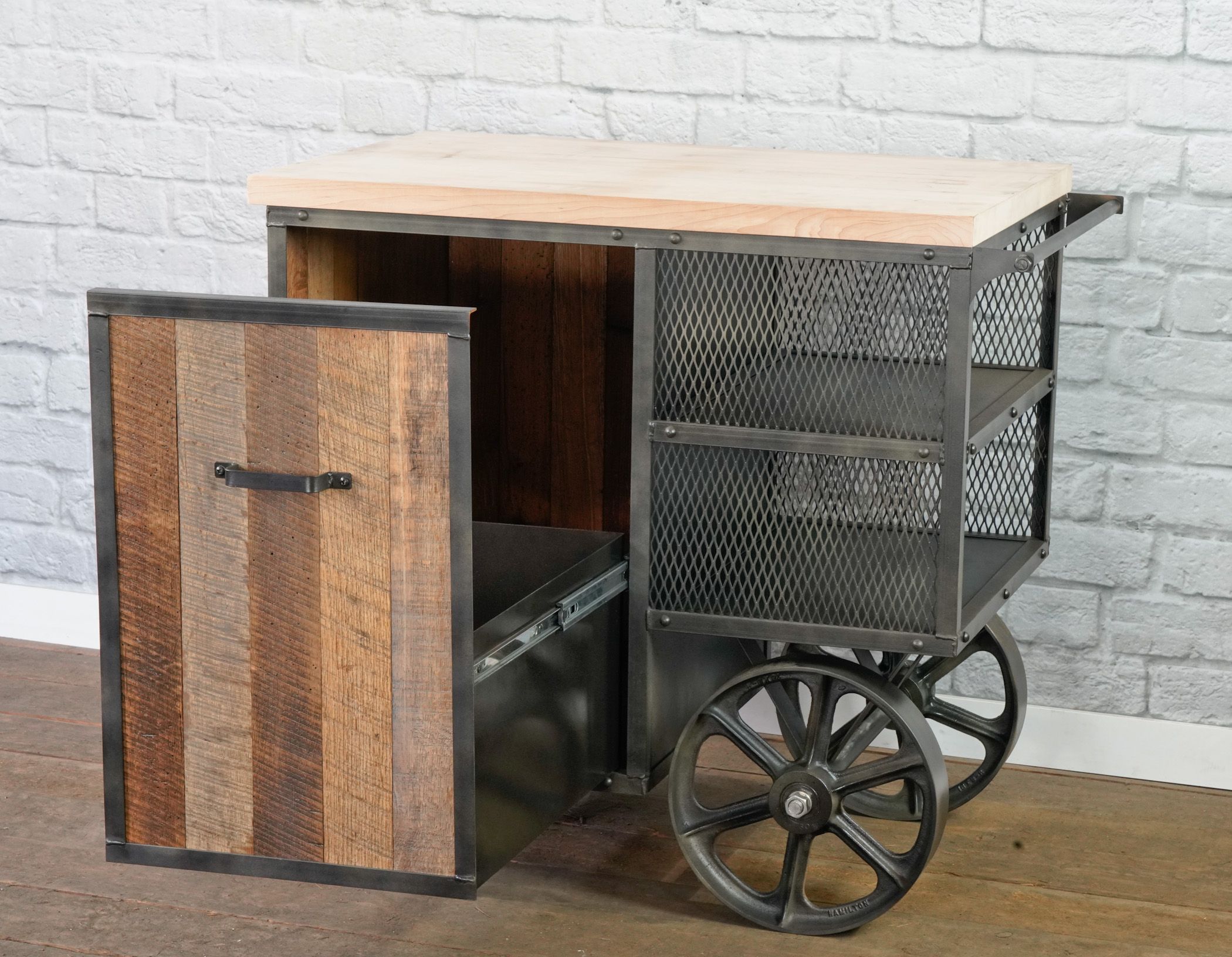 kitchen island and bar cart