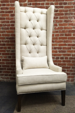Custom Made Attilio Tufted Linen Wingback Chair