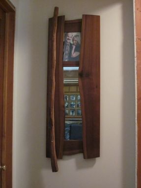 Custom Made Wall Mirror, Walnut Flitch With Branch