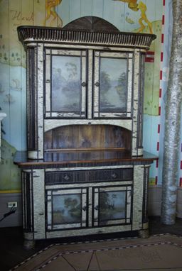 Custom Made Rustic Hutch With Oil Paintings