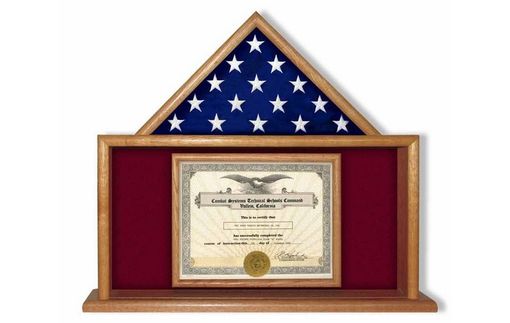 Custom Made Usmc Flag And Certificate Display Case, Usmc Flag Frame