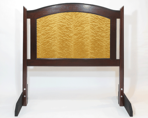 Custom Made Mahogany Head Board With Unusual Quilted Maple Panel