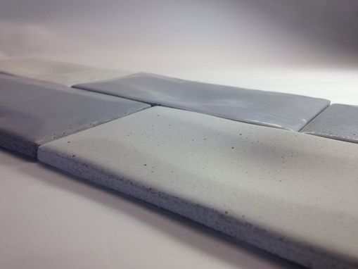 Custom Made Concrete Subway Dimpled Or Dipped Tiles - Gray & White