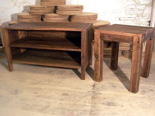Custom Made Solid Oak Rustic Parsons Style End Table
