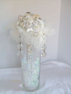 Custom Made Cream And White Crystals And Buttons Bridal Bouquet