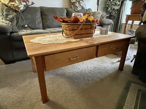 Custom Made Solid Cherry Coffee Table With Drawers