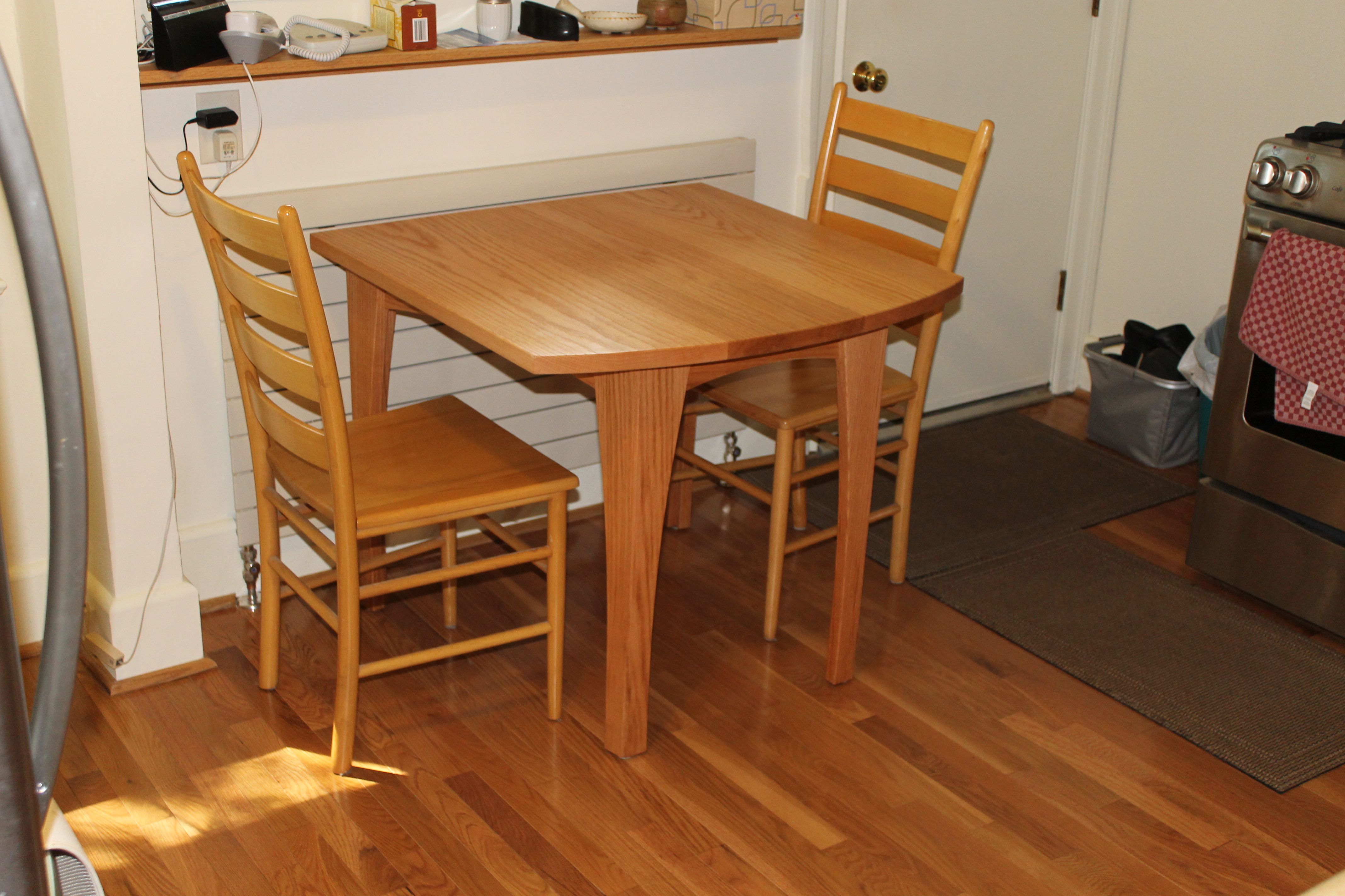 oak kitchen table at living space