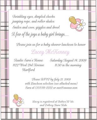 Custom Made Burberry Inspired Baby Shower Invitations- Customized For You