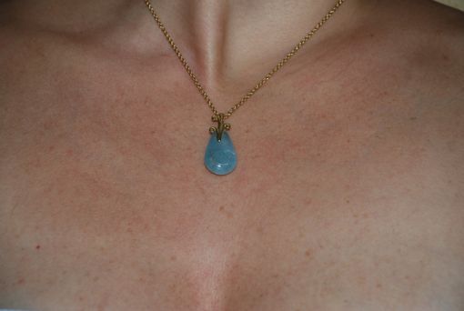 Custom Made Aquamarine Solid Gold Necklace