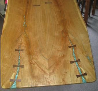 Custom Made Slab-Style, Natural Edge Cherry Dining Table