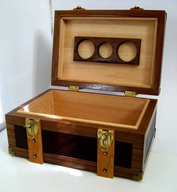 Custom Made Walnut & Leather Tabletop Humidor - The Steamer