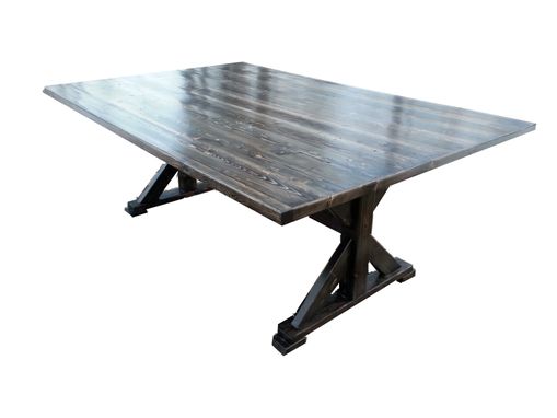 Custom Made Reclaimed Wood Pedestal Table X Base